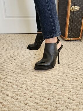 Alexander Wang Black Leather High-Heel Slingback Heels Size 38